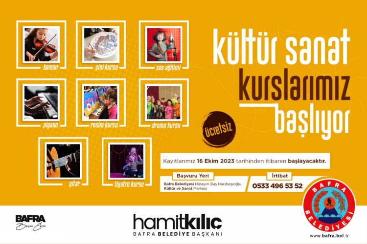 BAFRA BELEDİYESİ KÜLTÜR VE SANAT KURSLARI BAŞLIYOR