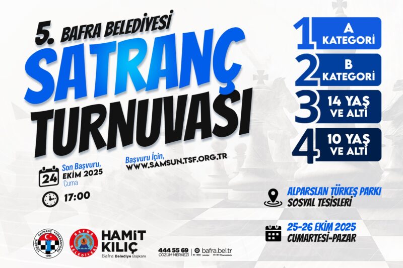BAFRA BELEDİYESİ 5. SATRANÇ TURNUVASINDA BAŞVURULAR BAŞLADI